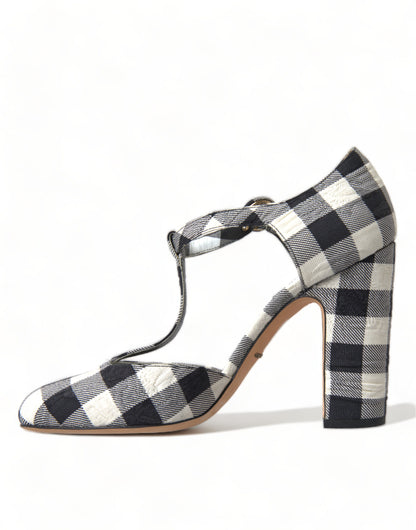  - Chic Gingham T-Strap Pumps: Timeless Mary Jane Heels