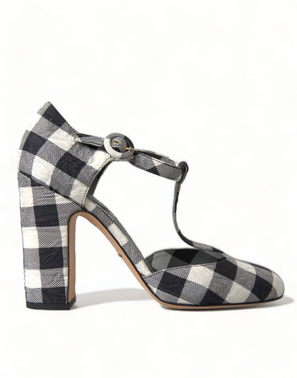  - Chic Gingham T-Strap Pumps: Timeless Mary Jane Heels