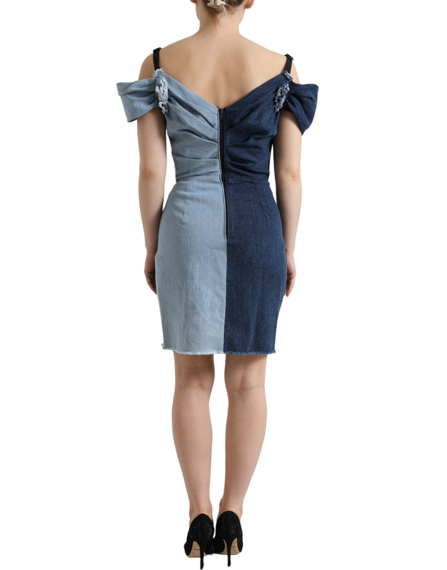  - Elegant Two-Tone Blue Sheath Dress