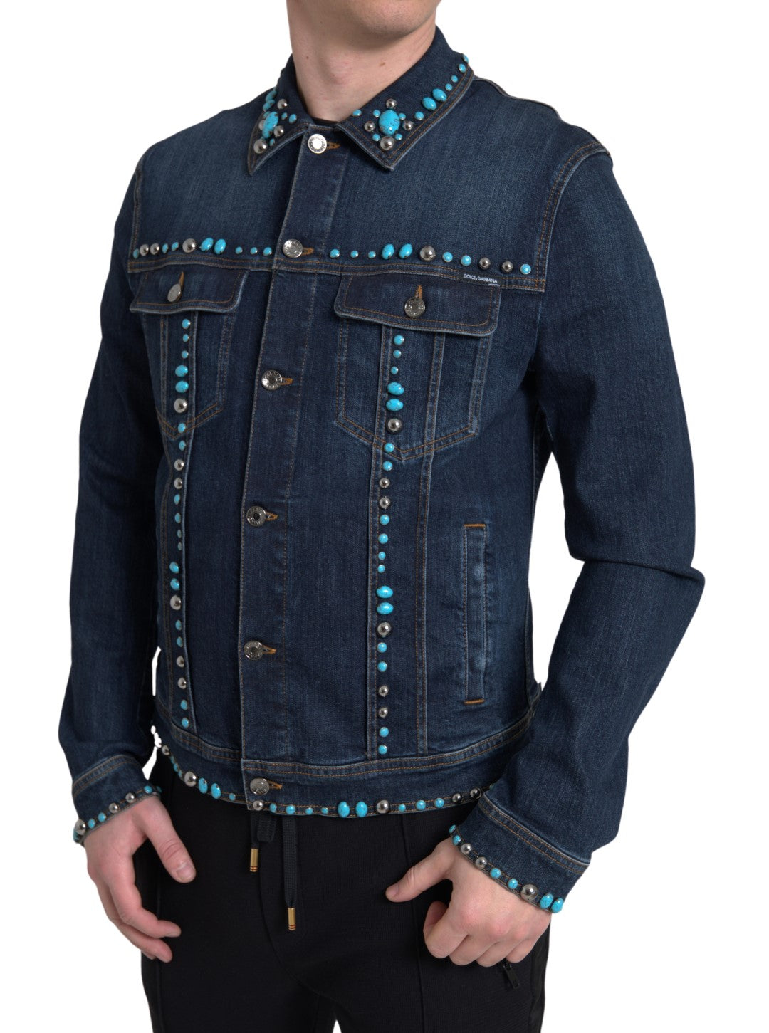  - Embellished Turquoise Denim Jacket