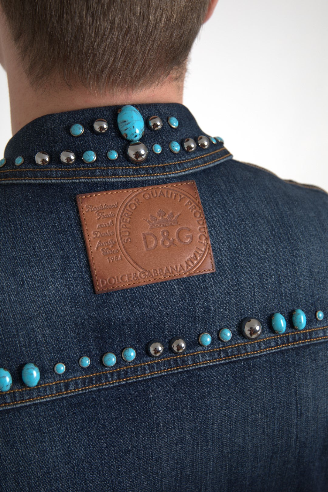  - Embellished Turquoise Denim Jacket