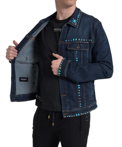  - Embellished Turquoise Denim Jacket