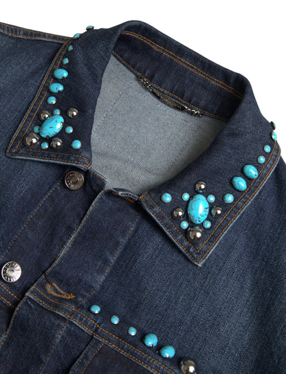  - Embellished Turquoise Denim Jacket