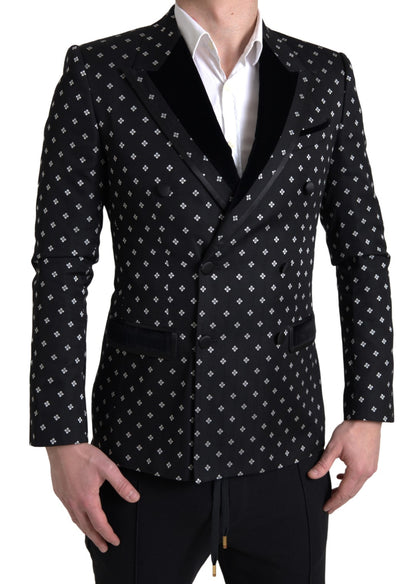  - Elegant Geometric Patterned Slim Blazer