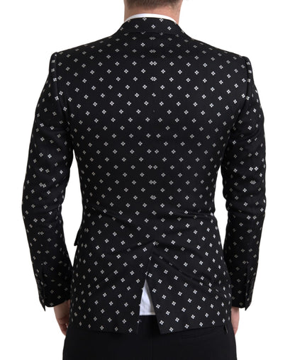  - Elegant Geometric Patterned Slim Blazer