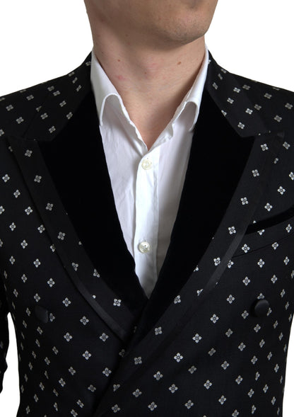  - Elegant Geometric Patterned Slim Blazer