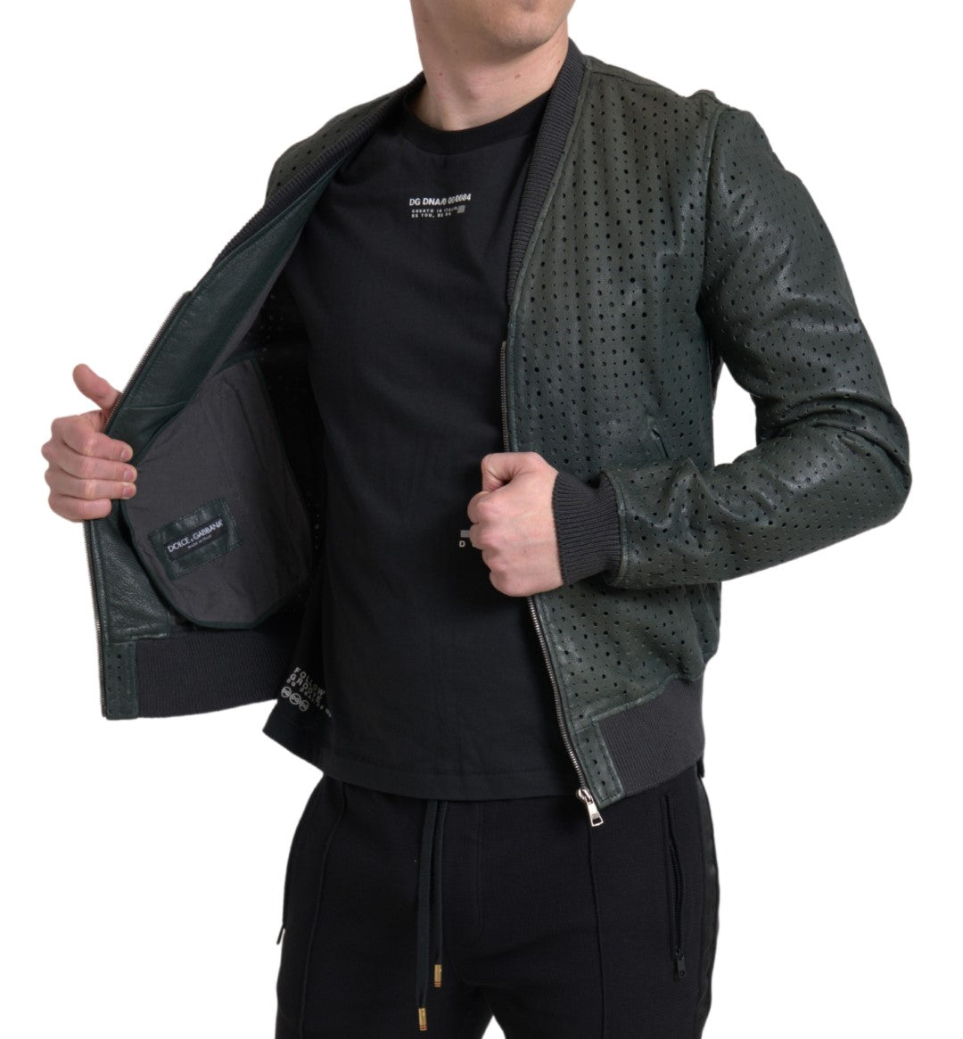  - Emerald Green Goatskin Bomber Jacket