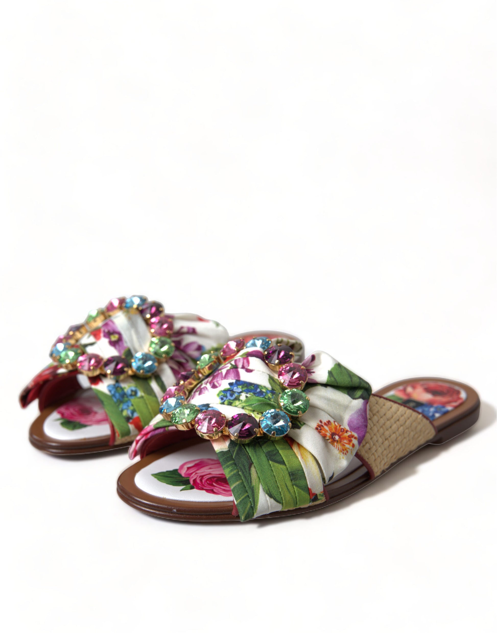 Dolce & Gabbana Exquisite Floral Print Flat Summer Sandals