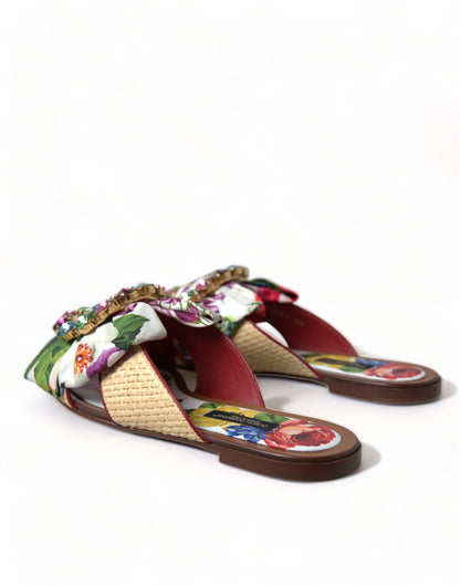Dolce & Gabbana Exquisite Floral Print Flat Summer Sandals