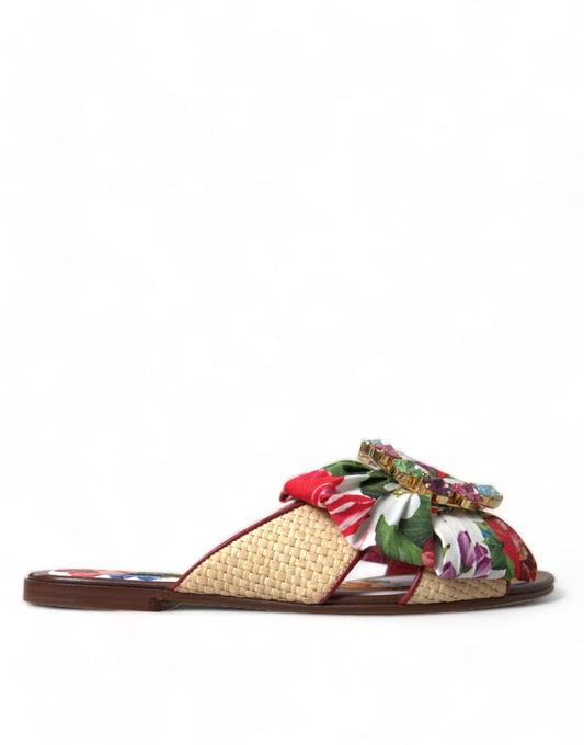 Dolce & Gabbana Exquisite Floral Print Flat Summer Sandals