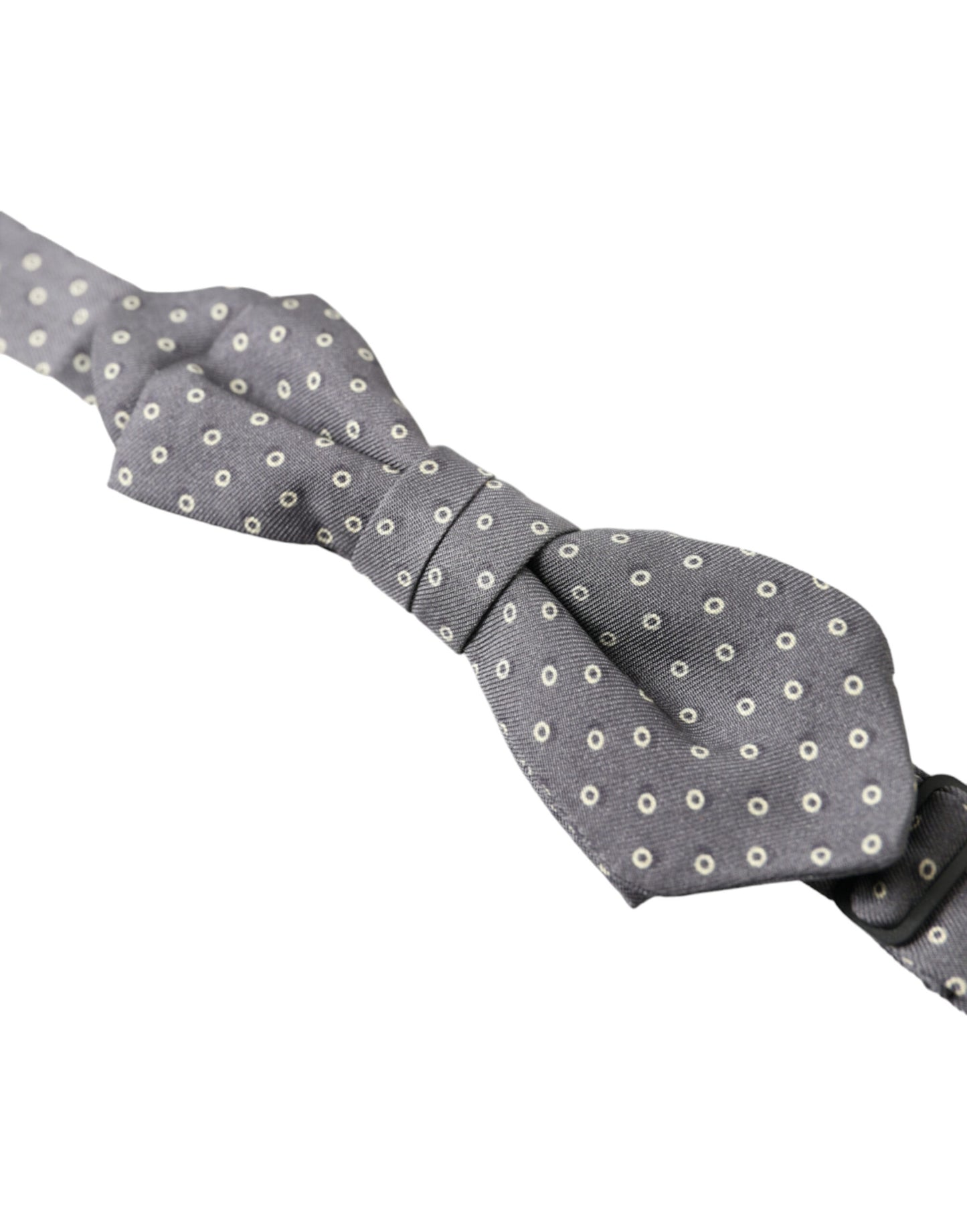  - Elegant Silk Gray Polka Dot Bow Tie