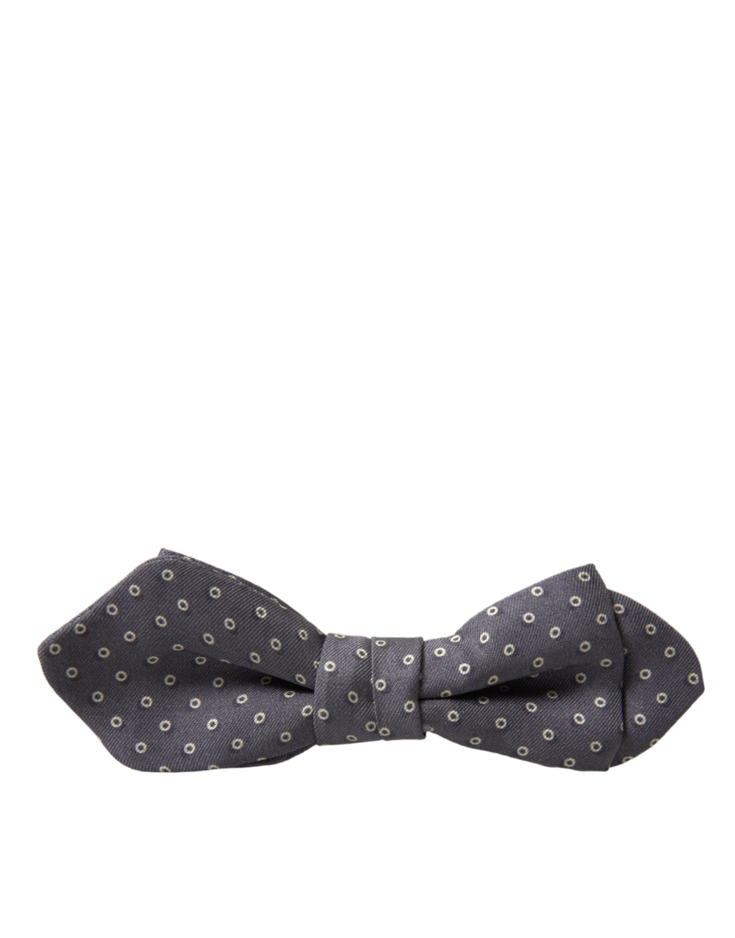  - Elegant Silk Gray Polka Dot Bow Tie