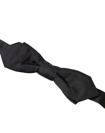  - Elegant Silk Black Bow Tie