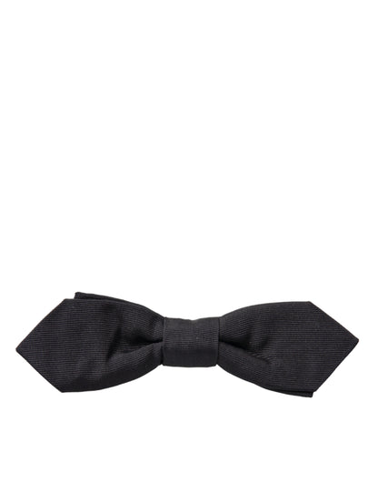  - Elegant Silk Black Bow Tie