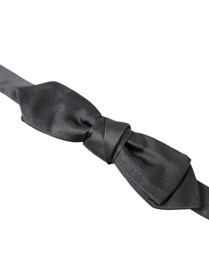  - Elegant Anthracite Silk Bow Tie