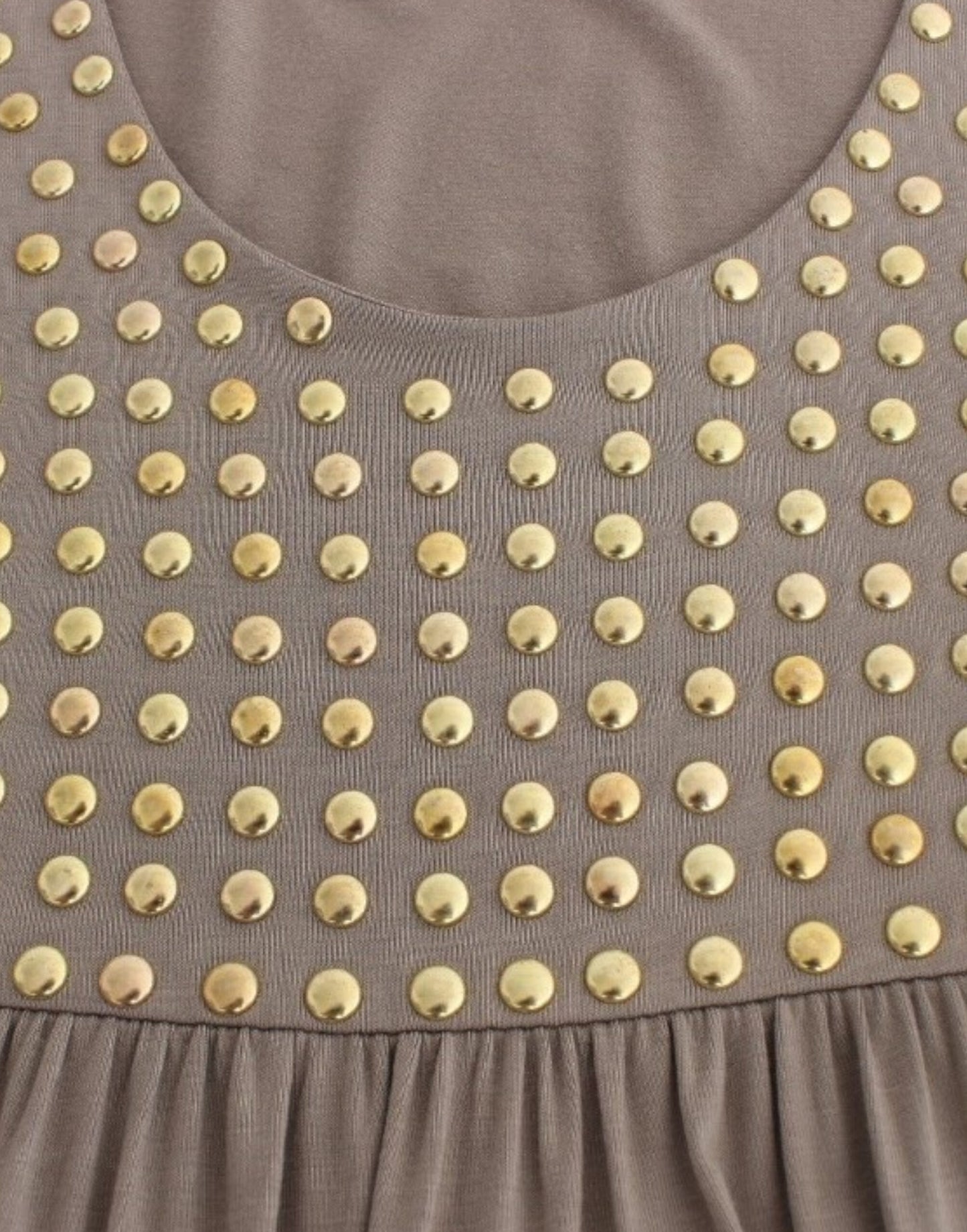  - Studded Sheath Knee-Length Dress in Beige