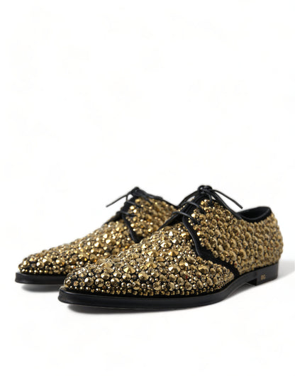  - Elegant Gold Black Suede Derby Dress Shoes