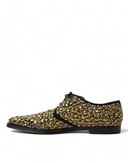  - Elegant Gold Black Suede Derby Dress Shoes