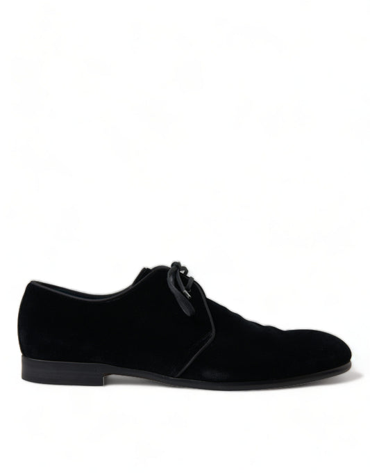  - Elegant Black Velvet Derby Dress Shoes