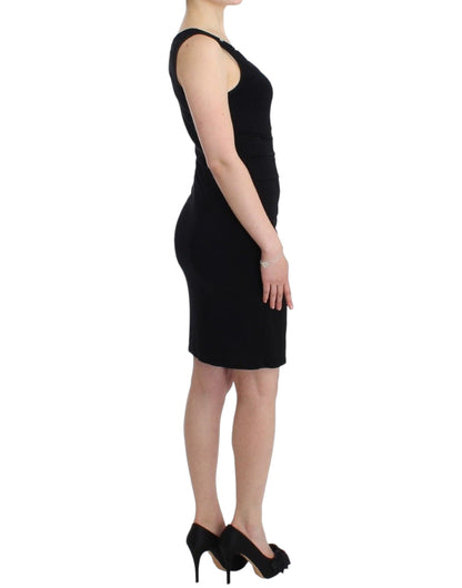  - Elegant Black Sheath Knee-Length Dress