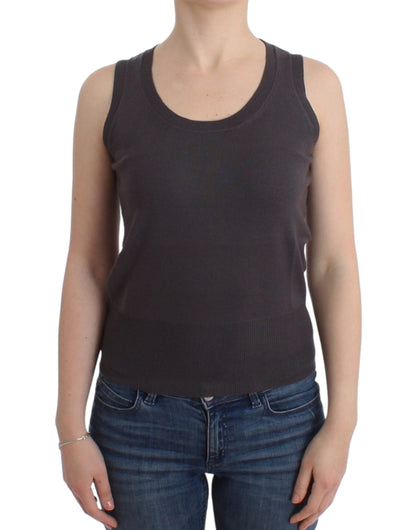  - Elegant Sleeveless Brown Knit Top