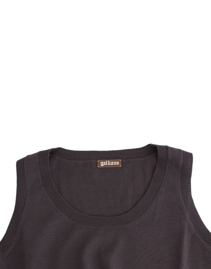  - Elegant Sleeveless Brown Knit Top