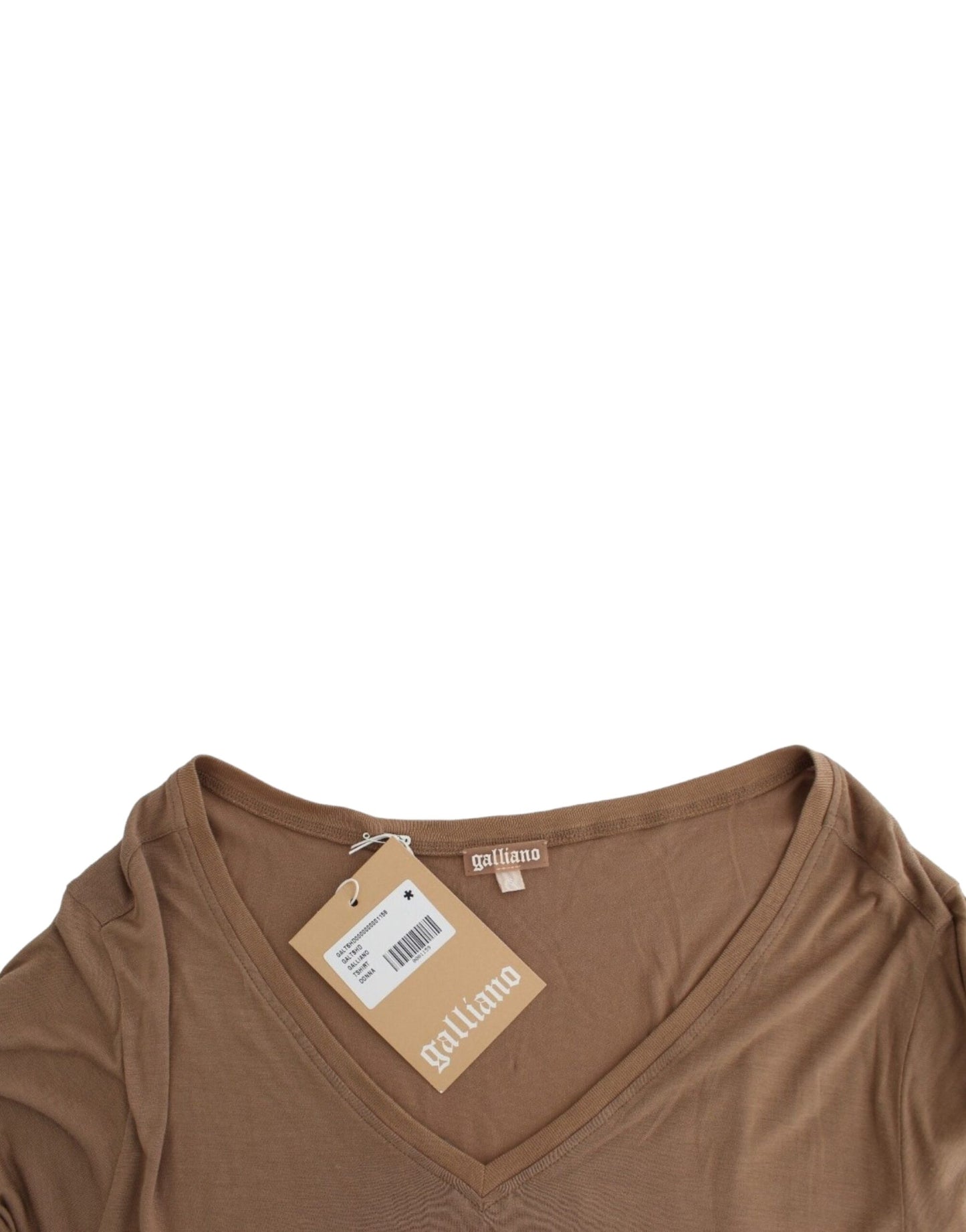  - Elegant Short-Sleeved Brown Rayon Top