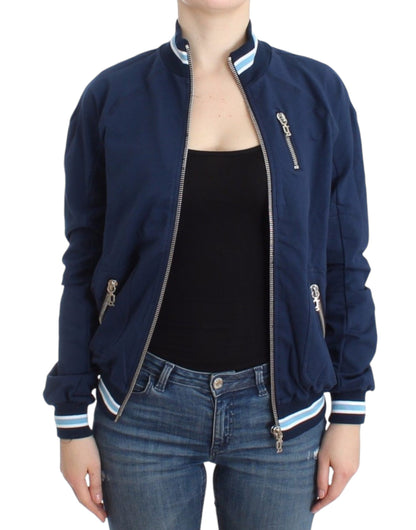  - Chic Blue Zip Cardigan with Logo Detail