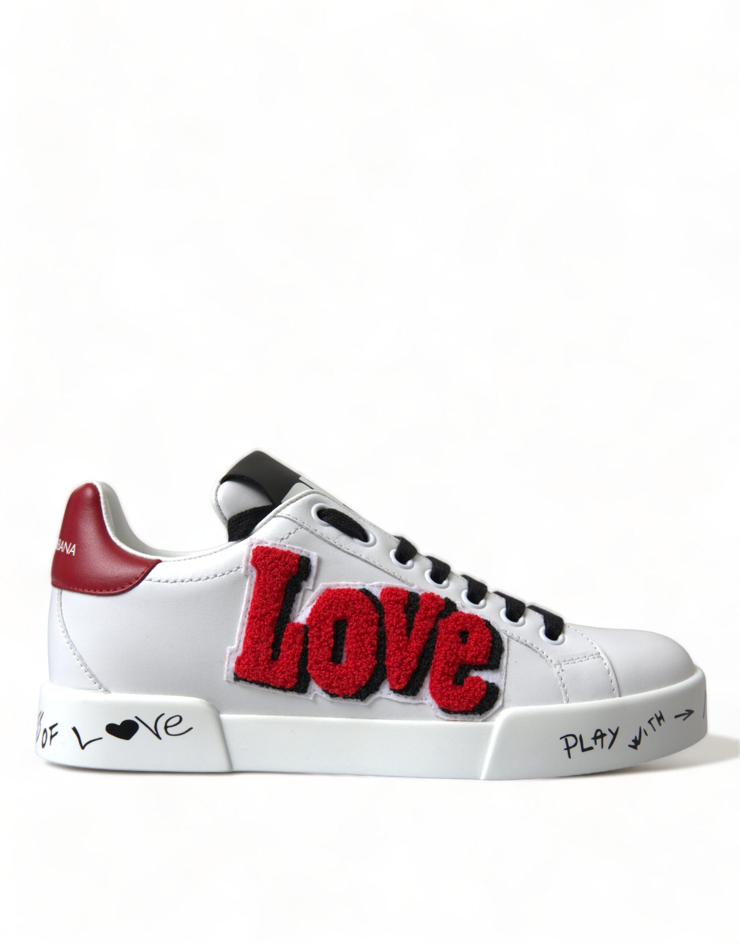 White Portofino Love DG Leather Sneakers