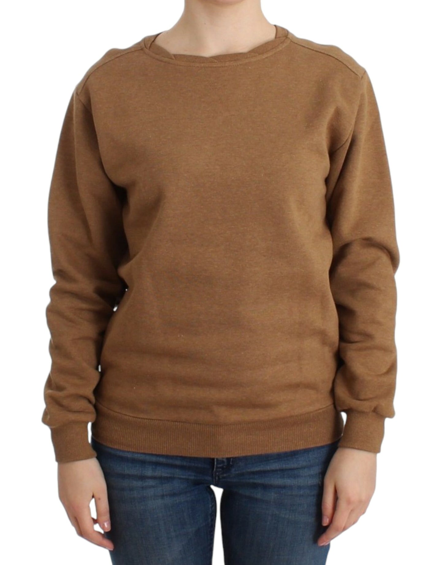  - Chic Brown Crewneck Cotton Sweater