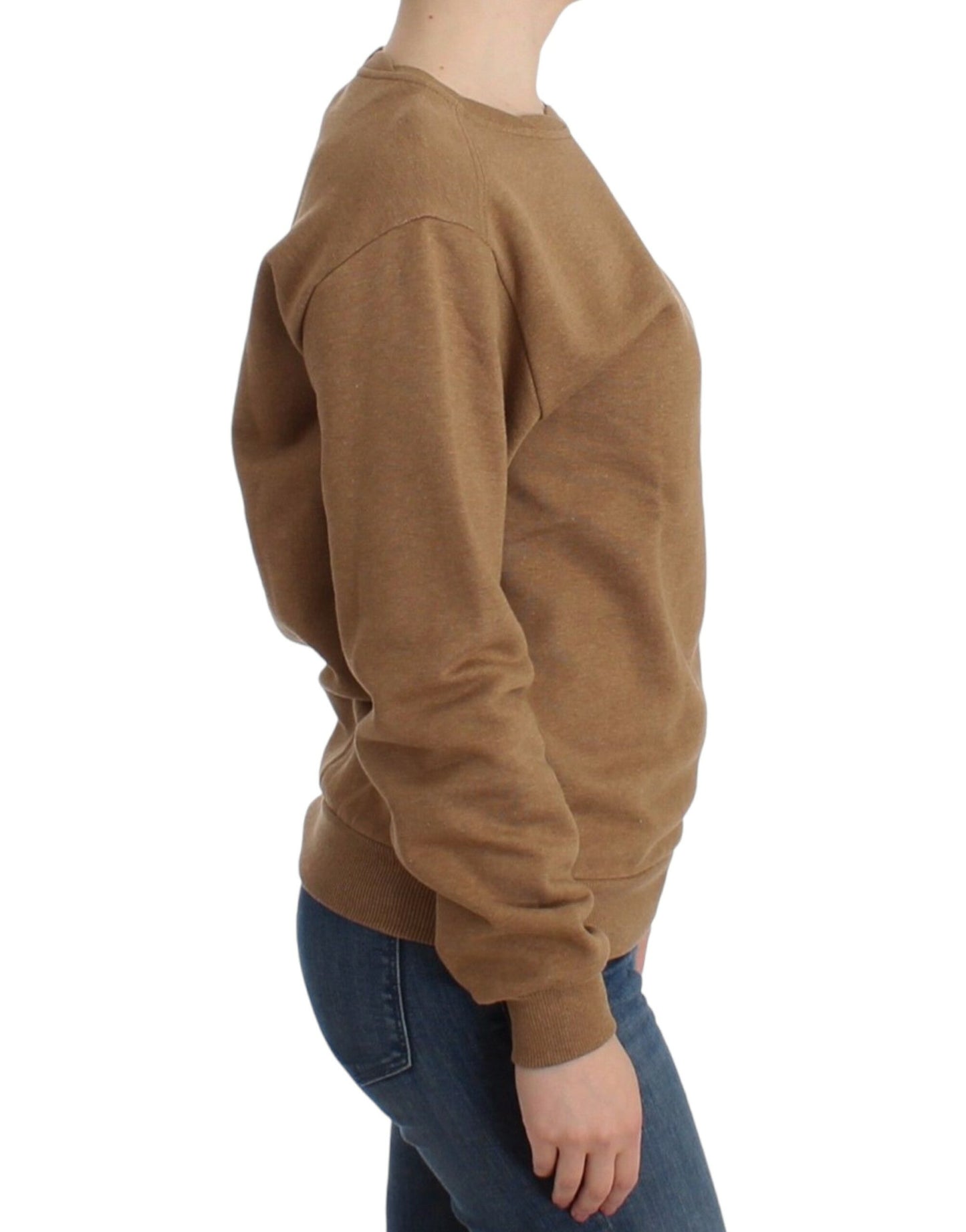  - Chic Brown Crewneck Cotton Sweater