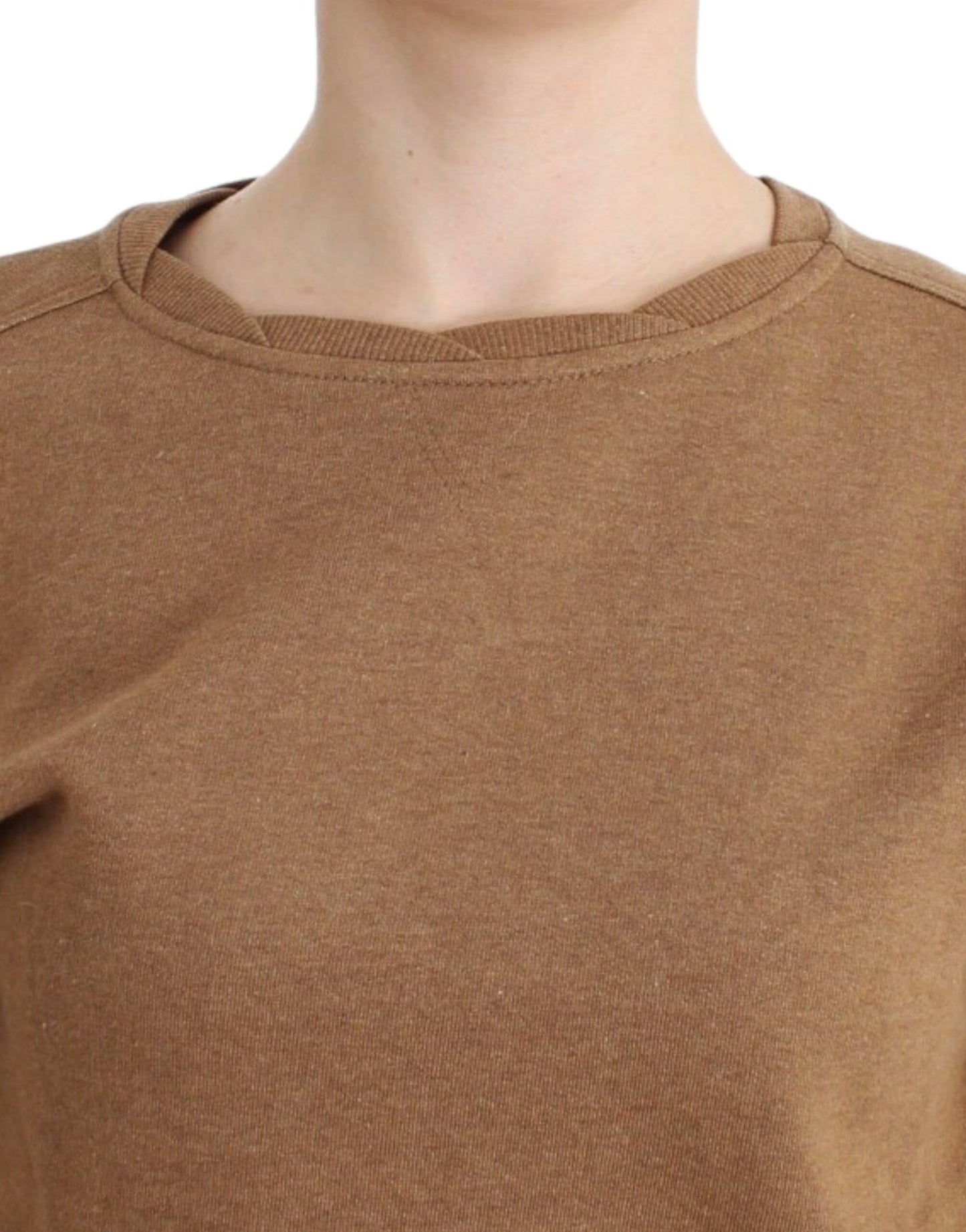  - Chic Brown Crewneck Cotton Sweater