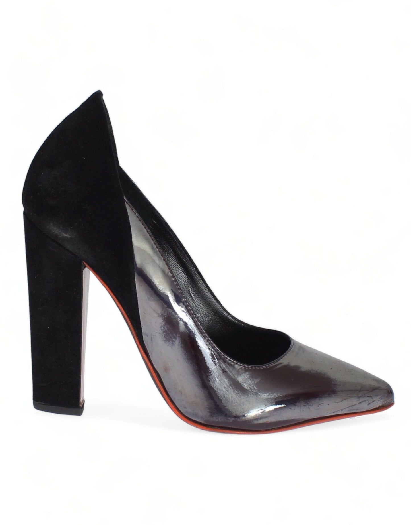  - Chic Metallic Gray Leather Pumps