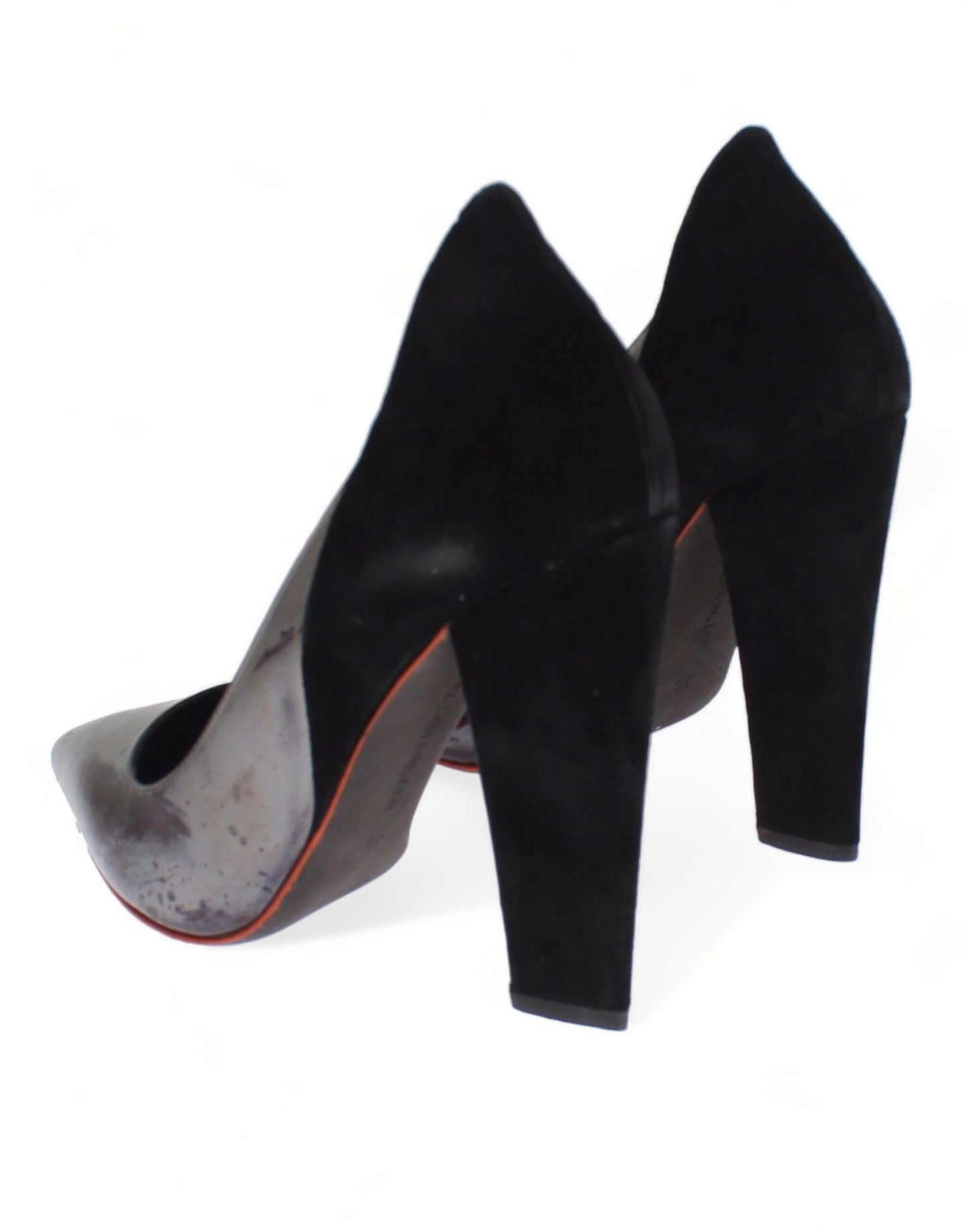  - Chic Metallic Gray Leather Pumps