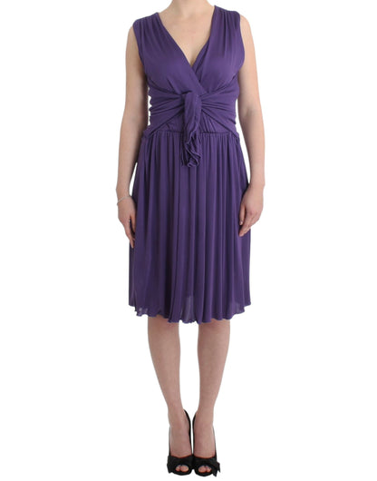  - Elegant Purple Knee-Length Jersey Dress