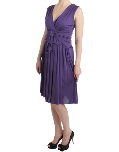  - Elegant Purple Knee-Length Jersey Dress