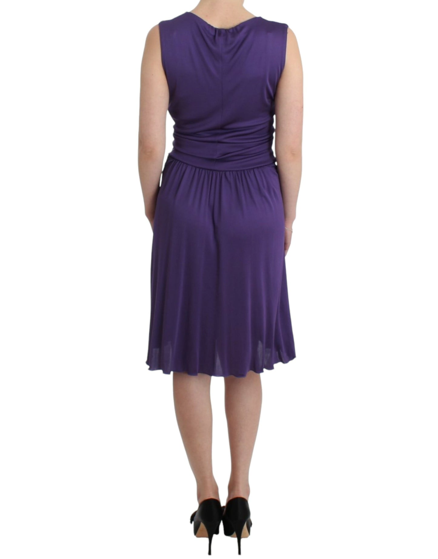  - Elegant Purple Knee-Length Jersey Dress