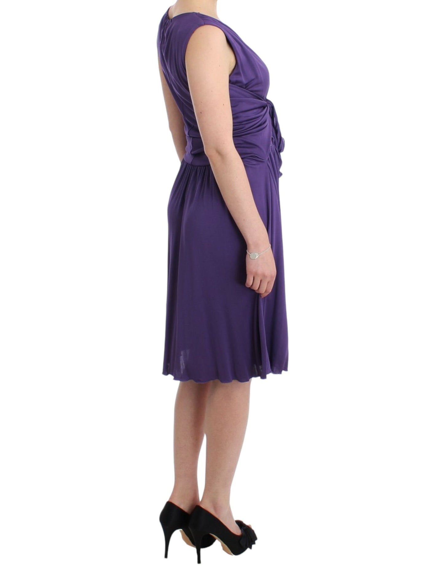  - Elegant Purple Knee-Length Jersey Dress