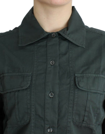  - Elegant Gray Cotton Button Down Shirt