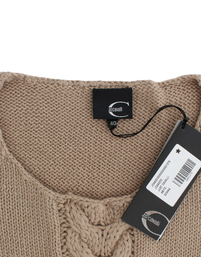  - Elegant Beige Knitted Crew Neck Sweater