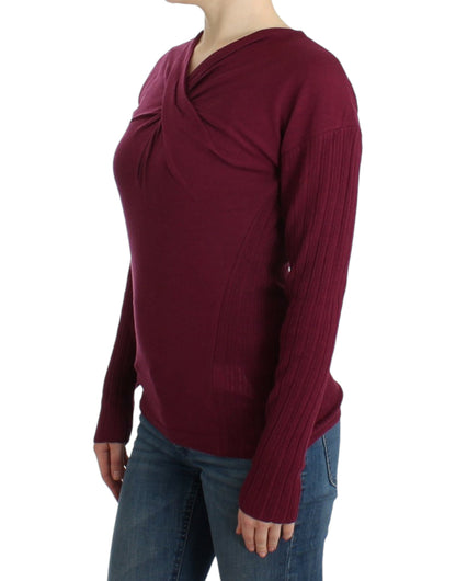  - Elegant Purple Keyhole Wool Sweater