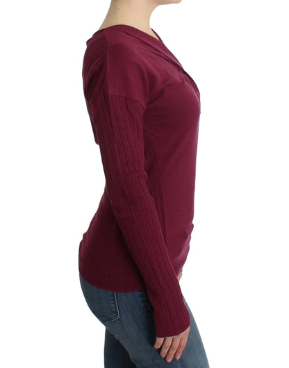  - Elegant Purple Keyhole Wool Sweater