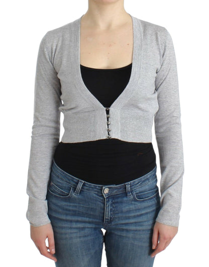  - Cropped Virgin Wool Cardigan in Chic Gray