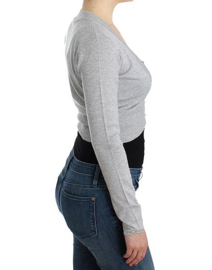  - Cropped Virgin Wool Cardigan in Chic Gray