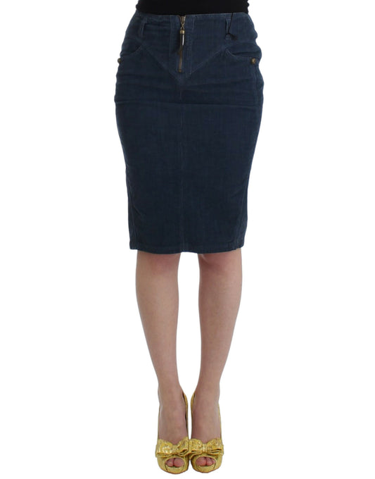  - Elegant Blue Pencil Skirt