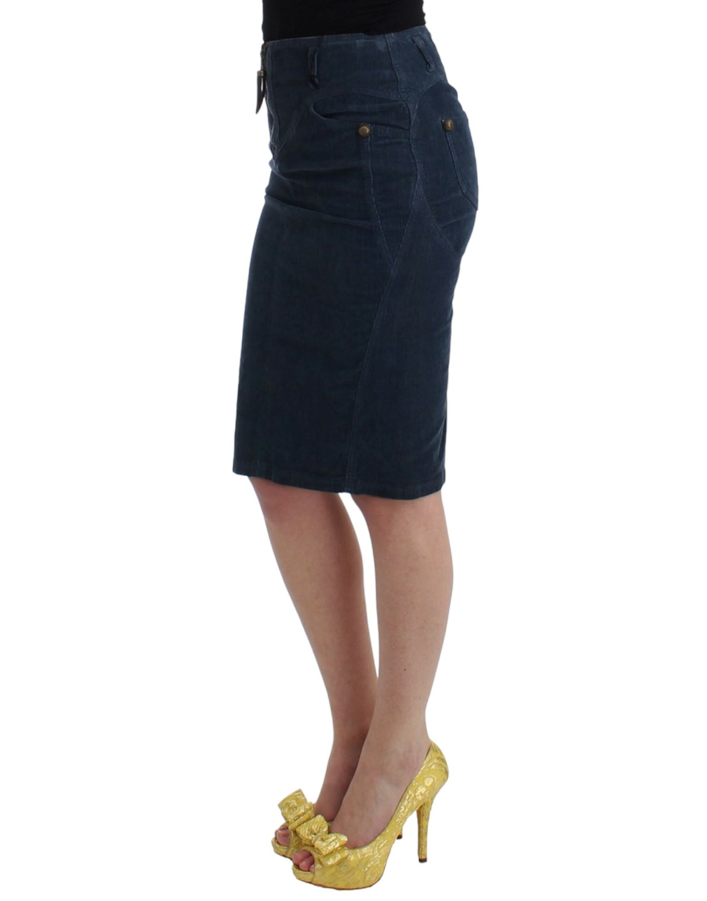  - Elegant Blue Pencil Skirt