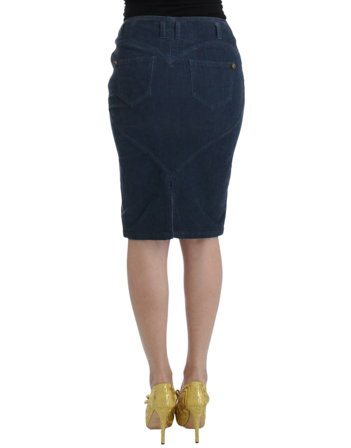  - Elegant Blue Pencil Skirt