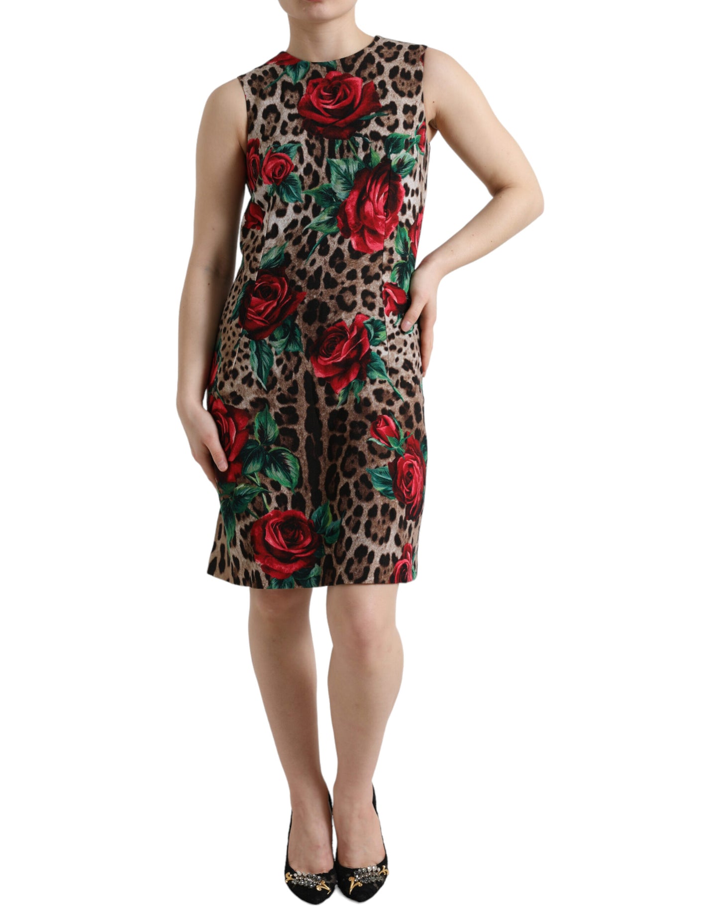  - Elegant Leopard Floral A-Line Dress