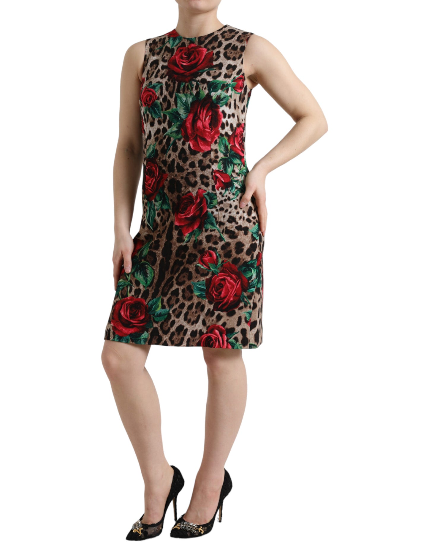  - Elegant Leopard Floral A-Line Dress