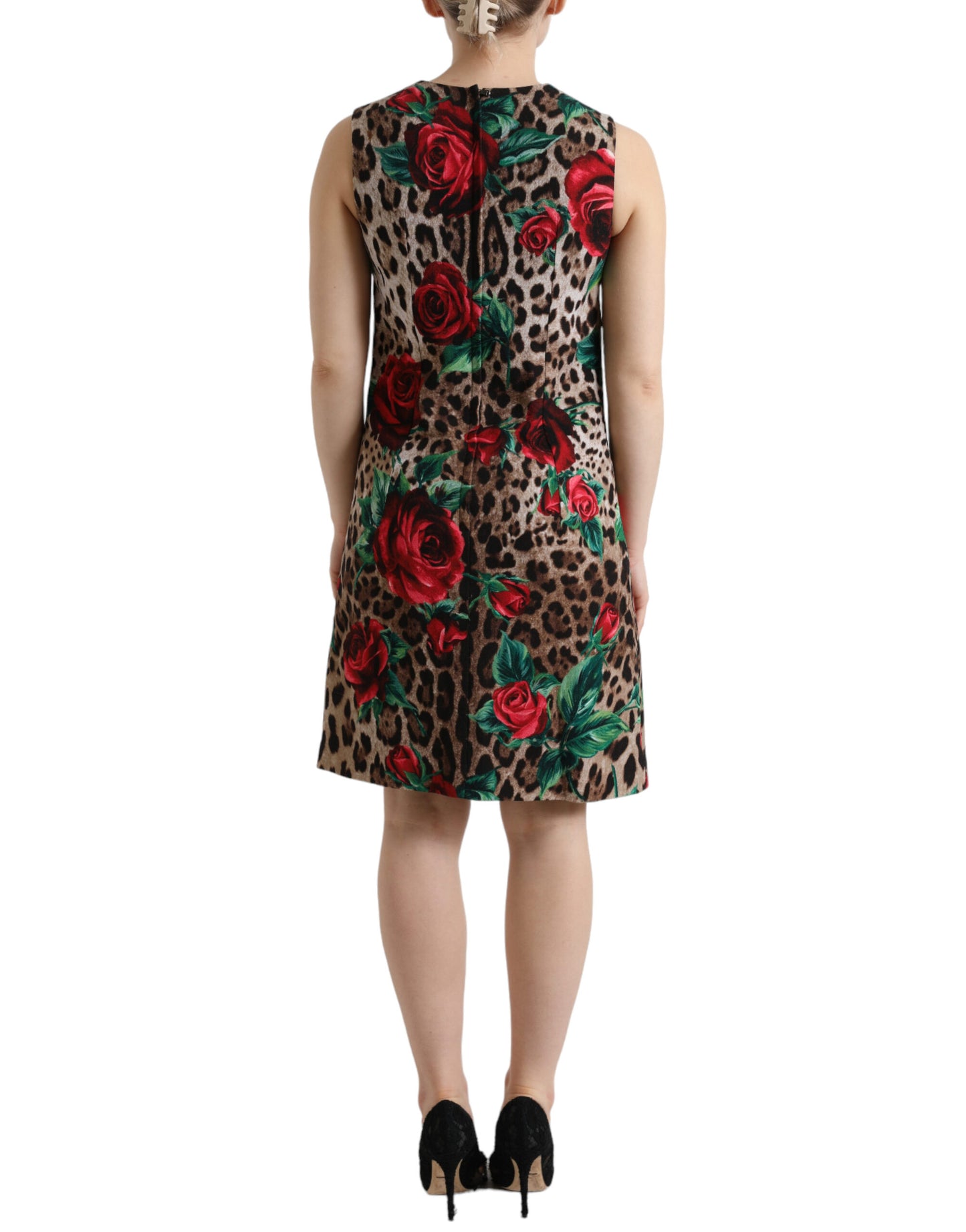  - Elegant Leopard Floral A-Line Dress